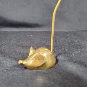 VTG Solid Brass Mouse Note Spike Mid Century Canadian Brass Desk Paper Spike Whi